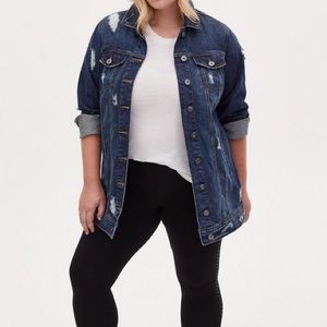 Denim Long Line Jacket - Dark Wash